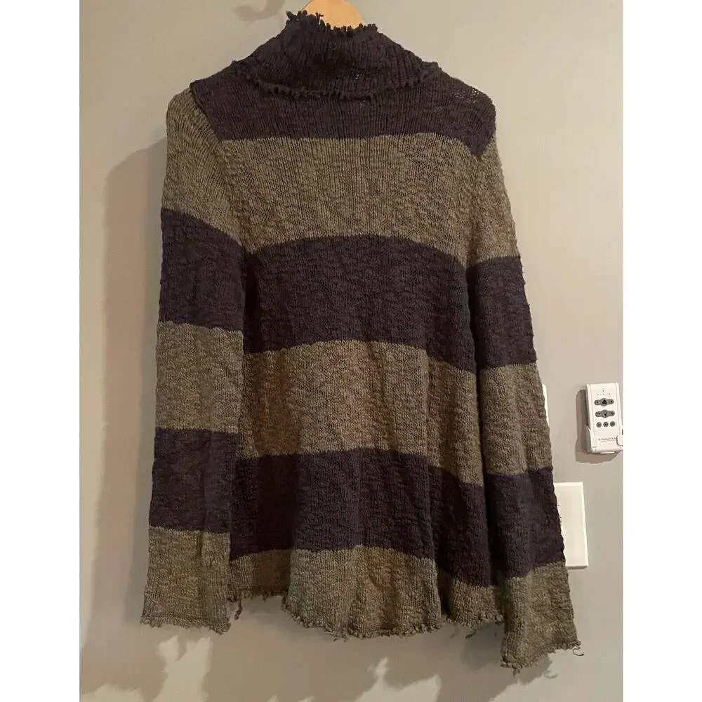 Free‎ People Sweater Colorblock Stripe Double Breasted Cotton Cardigan Large